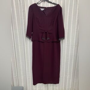 Maggie London Vintage Deep Purple Plum Mother’s Dress with Beaded Fringe Size 14